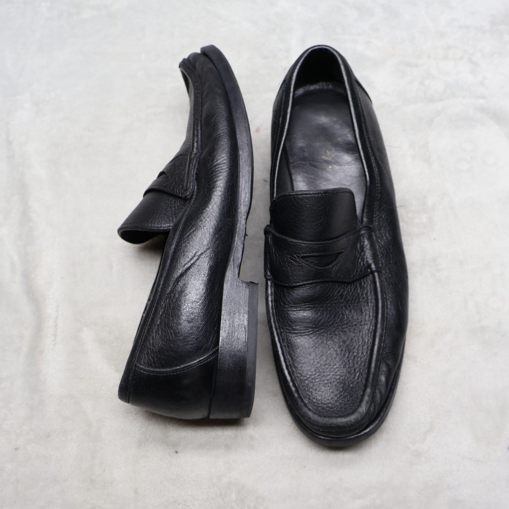 Brooks Brothers Mens 10 Loafers Black Leather Classic Slip On Casual Preppy